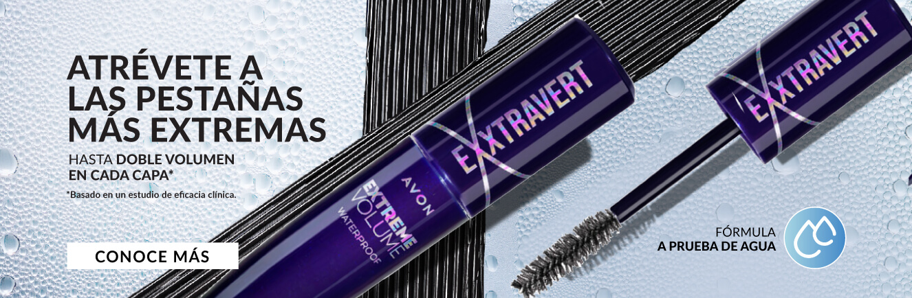 Nueva mascara Avon Exxtravagant. Hasta el doble de volumen en cada capa*.